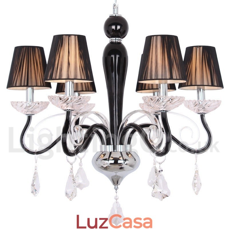 Lustre estilo vela de cristal K9 contemporâneo branco de 6 luzes