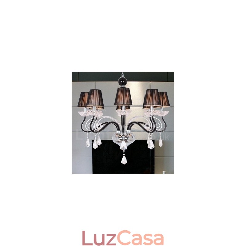 Lustre estilo vela de cristal K9 contemporâneo branco de 8 luzes