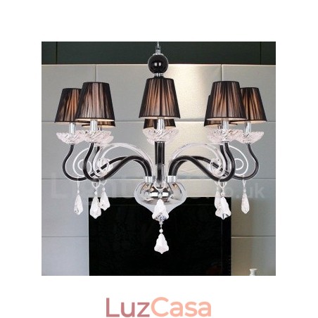 Lustre estilo vela de cristal K9 contemporâneo branco de 8 luzes Lustre estilo vela de cristal K9 contemporâneo branco de 8 luzes