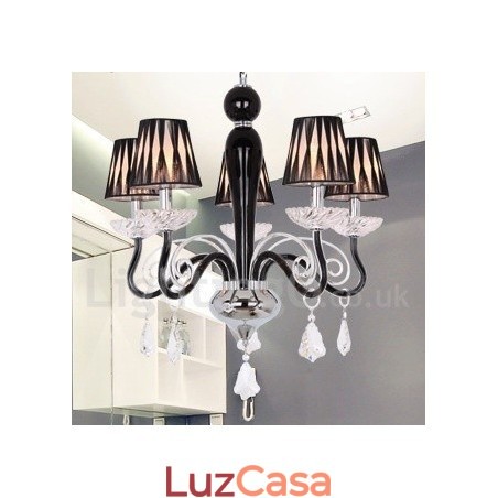 Lustre estilo vela de cristal K9 contemporâneo branco de 5 luzes