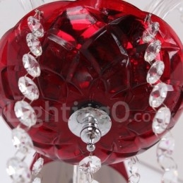 Lustre estilo vela de cristal K9 vermelho de 6 luzes