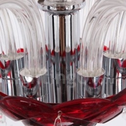 Lustre estilo vela de cristal K9 vermelho de 6 luzes