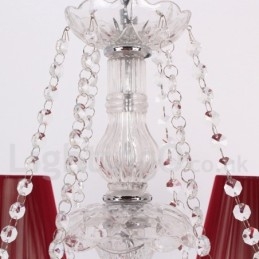 Lustre estilo vela de cristal K9 vermelho de 6 luzes