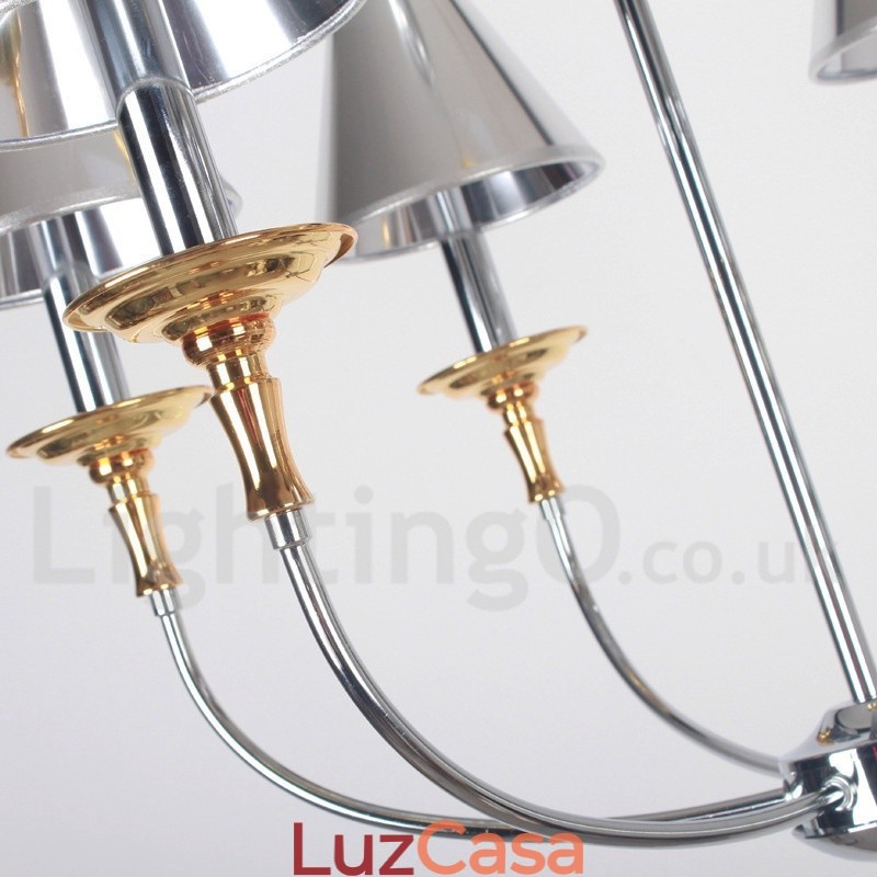 Lustre moderno contemporâneo estilo vela cromado de 8 luzes