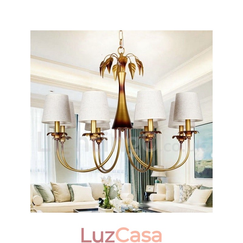 Lustre estilo vela rústica contemporânea moderna de 8 luzes