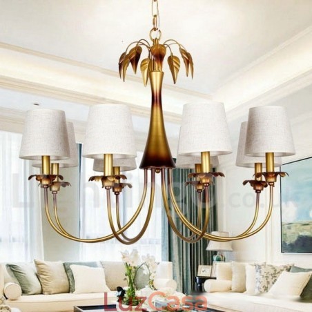 Lustre estilo vela rústica contemporânea moderna de 8 luzes Lustre estilo vela rústica contemporânea moderna de 8 luzes