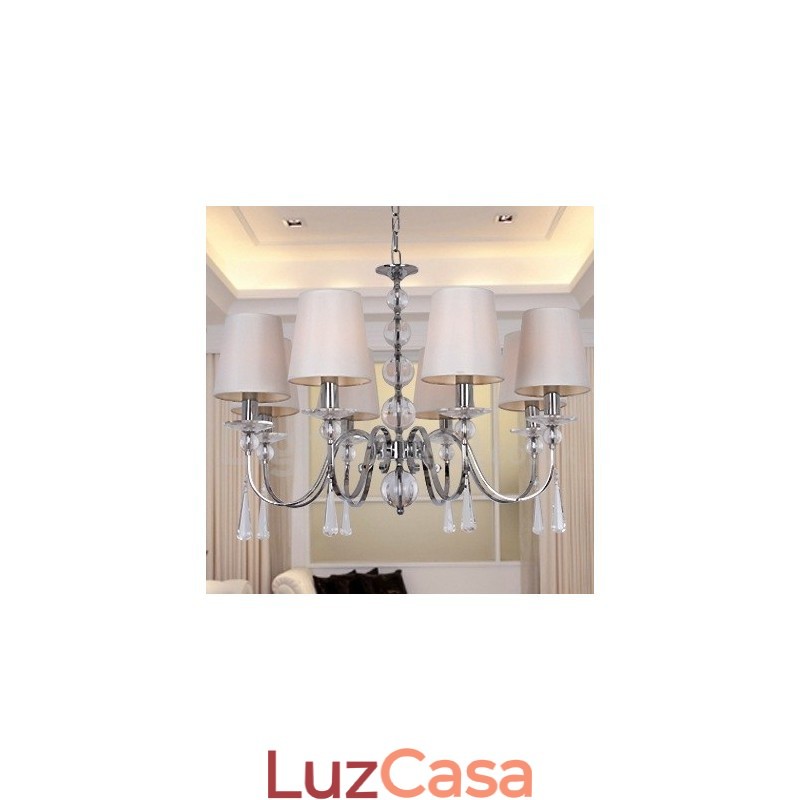 Lustre estilo vela de cristal K9 contemporâneo de 8 luzes