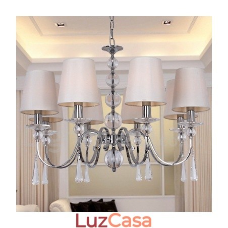 Lustre estilo vela de cristal K9 contemporâneo de 8 luzes Lustre estilo vela de cristal K9 contemporâneo de 8 luzes