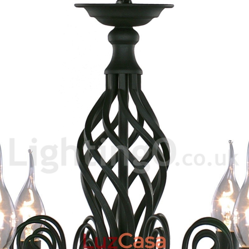 Lustre estilo vela preta retrô contemporânea de 3 luzes