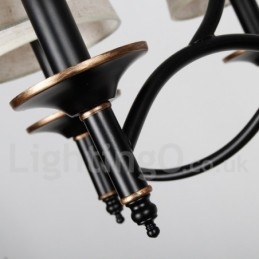 Lustre estilo vela contemporâneo preto retrô rústico de 3 luzes