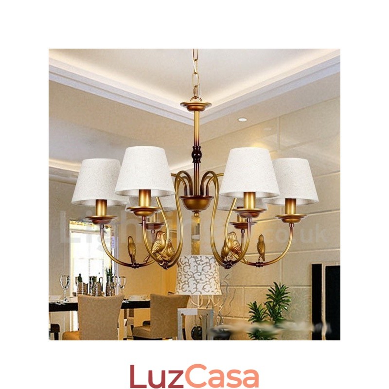 Lustre moderno contemporâneo rústico retrô estilo vela de 6 luzes