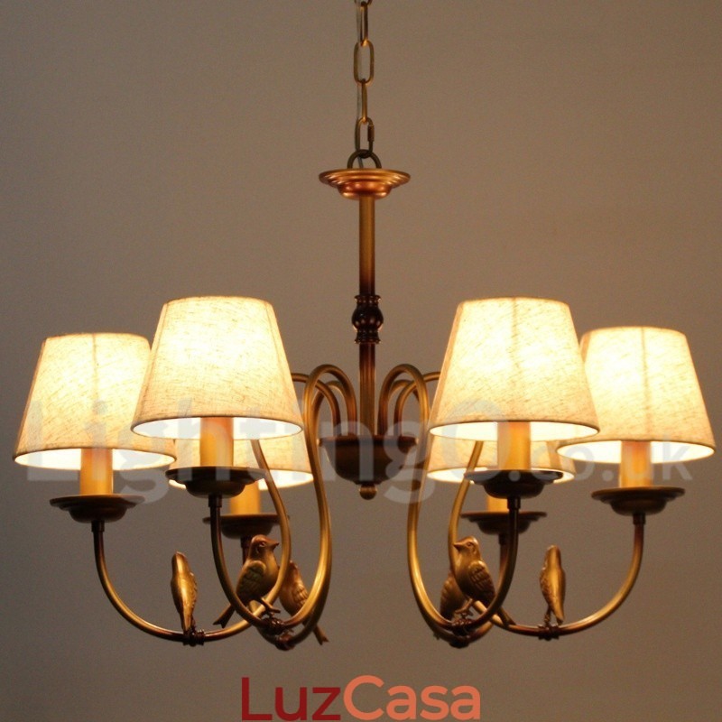Lustre moderno contemporâneo rústico retrô estilo vela de 6 luzes
