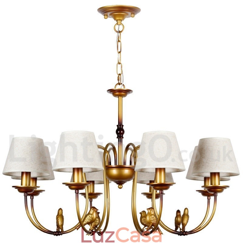 Lustre moderno contemporâneo rústico retrô estilo vela de 8 luzes