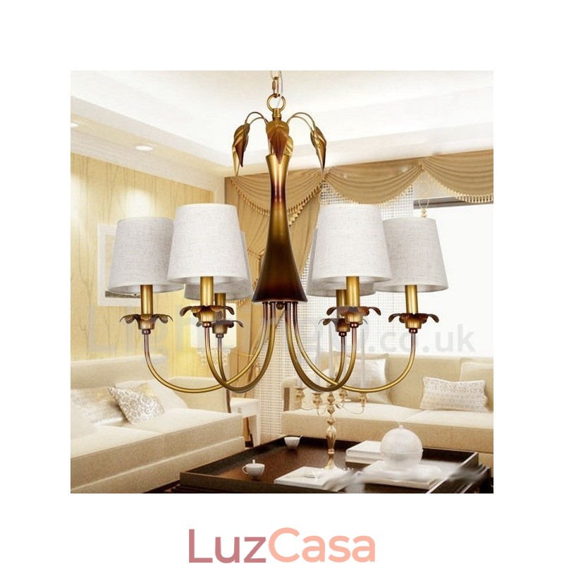 Lustre estilo vela rústica contemporânea moderna de 6 luzes