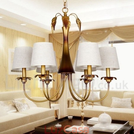 Lustre estilo vela rústica contemporânea moderna de 6 luzes Lustre estilo vela rústica contemporânea moderna de 6 luzes