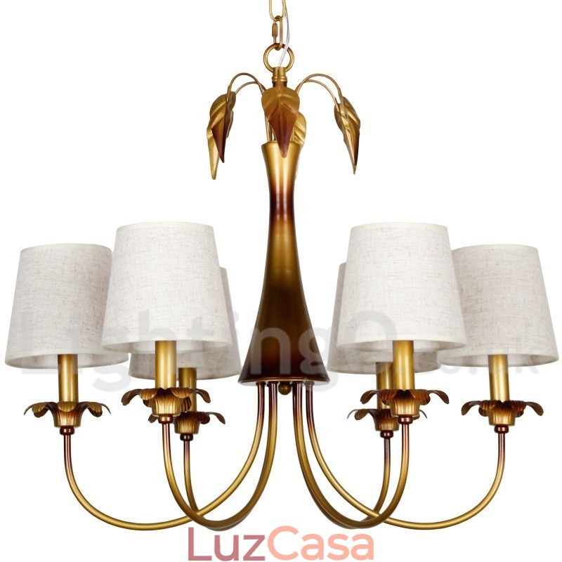 Lustre estilo vela rústica contemporânea moderna de 6 luzes