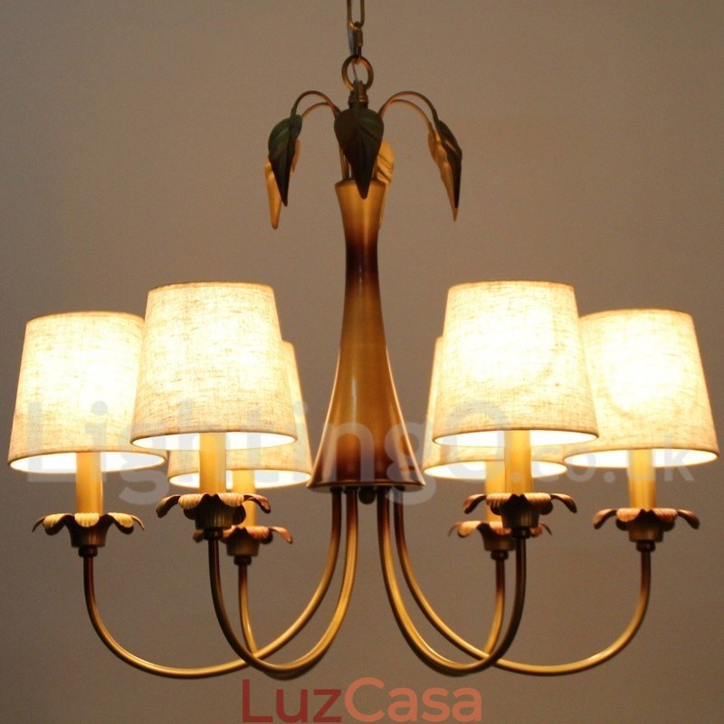 Lustre estilo vela rústica contemporânea moderna de 6 luzes