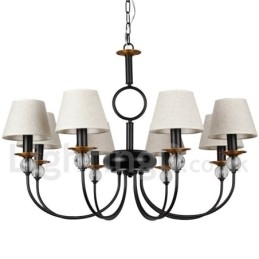 Lustre estilo vela contemporâneo estilo mediterrâneo retrô preto rústico de 8 luzes