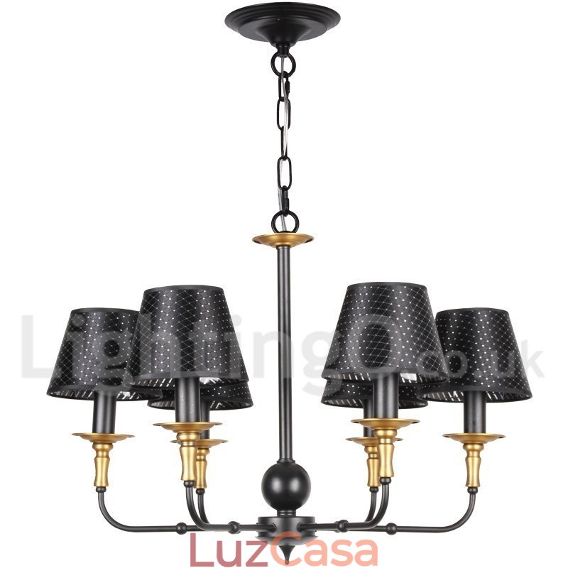 Lustre estilo vela rústica retrô de 6 luzes