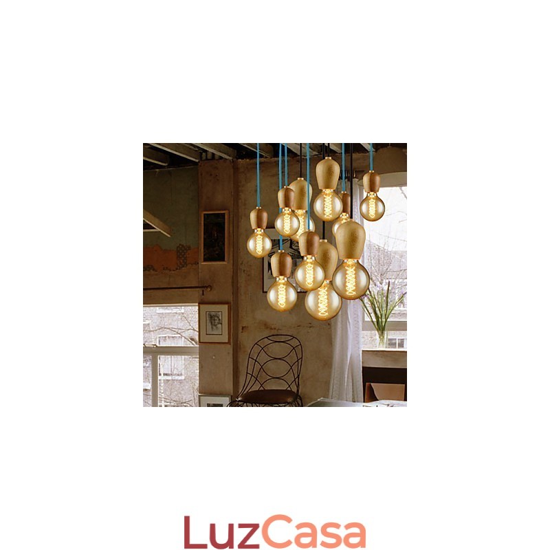 Lustre Mini Estilo Moderno Contemporâneo Madeira Bambu