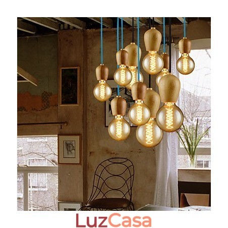 Lustre Mini Estilo Moderno Contemporâneo Madeira Bambu Lustre Mini Estilo Moderno Contemporâneo Madeira Bambu