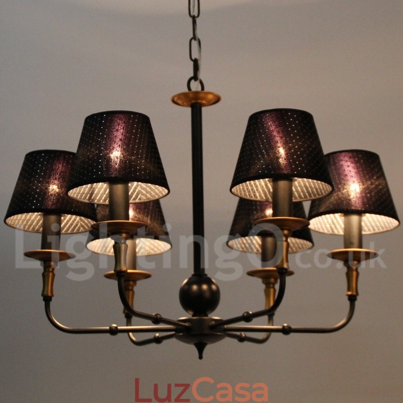 Lustre estilo vela rústica retrô de 6 luzes