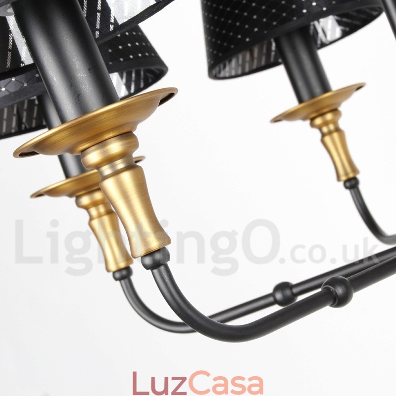 Lustre estilo vela rústica retrô de 6 luzes