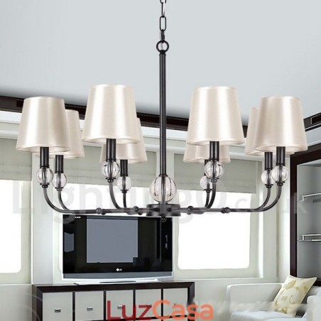 Lustre estilo vela contemporâneo preto retrô rústico de 8 luzes Lustre estilo vela contemporâneo preto retrô rústico de 8 luzes