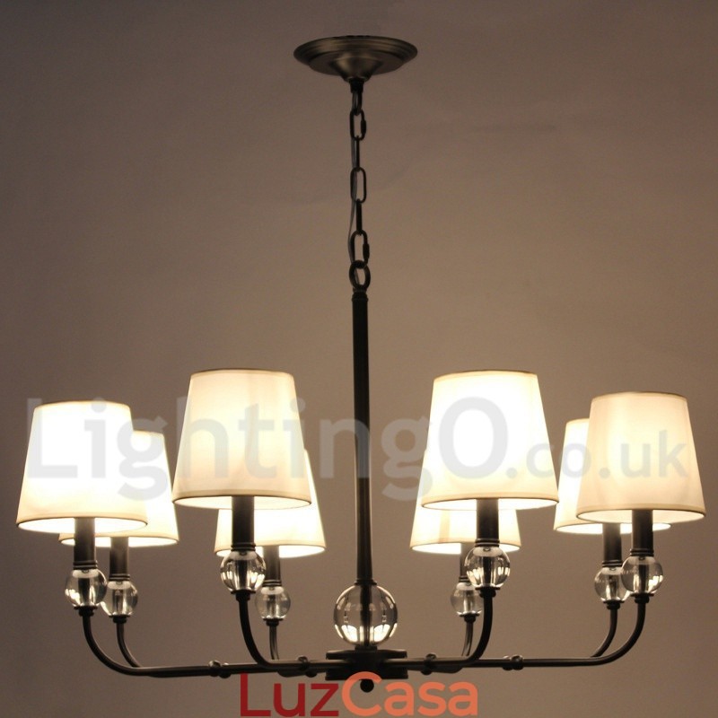 Lustre estilo vela contemporâneo preto retrô rústico de 8 luzes