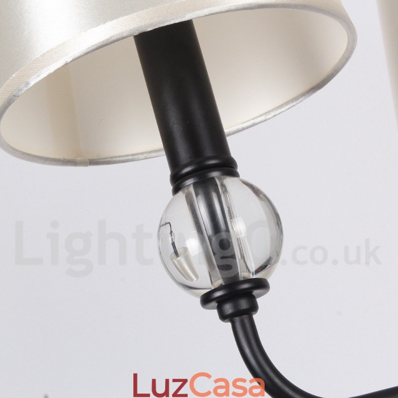 Lustre estilo vela contemporâneo preto retrô rústico de 8 luzes