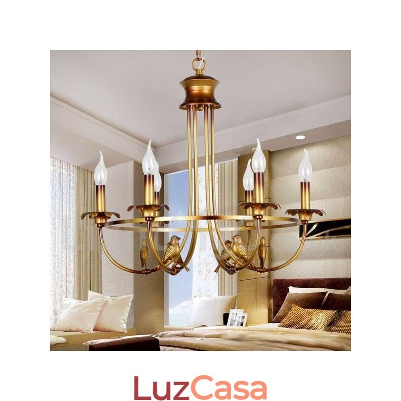 Lustre estilo vela retrô de 6 luzes