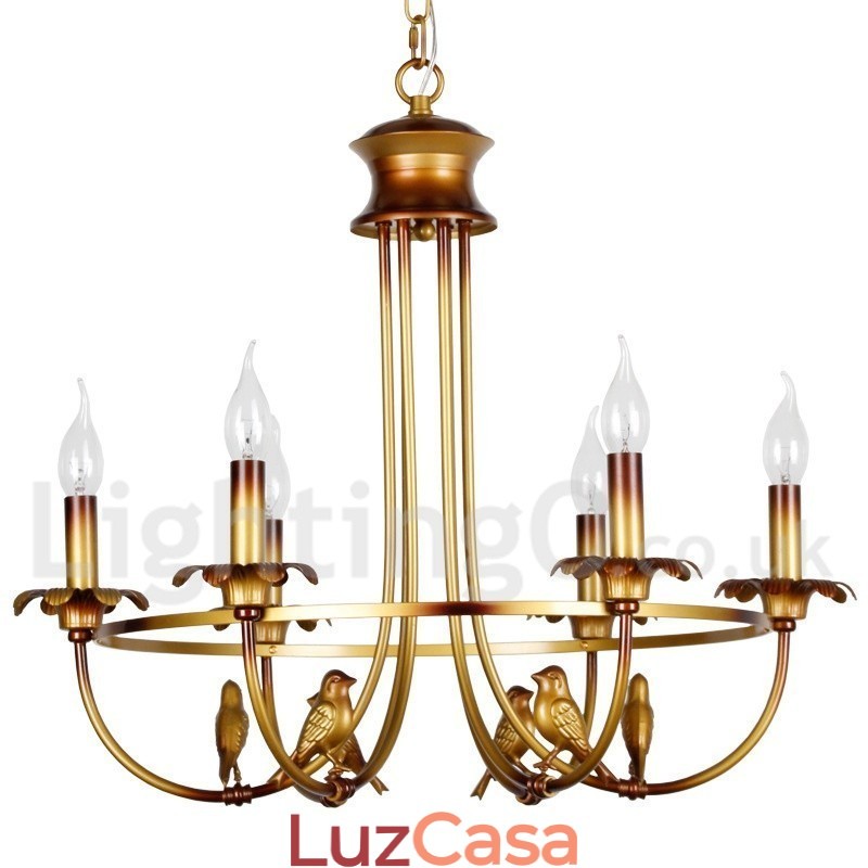 Lustre estilo vela retrô de 6 luzes