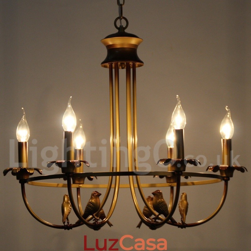Lustre estilo vela retrô de 6 luzes