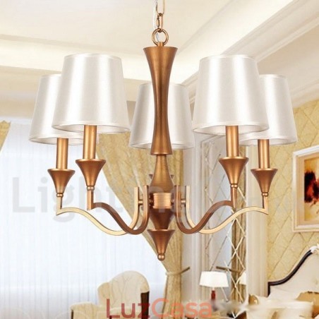 Lustre estilo vela estilo mediterrâneo rústico de 5 luzes