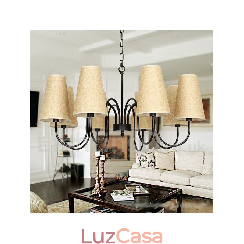 Lustre estilo vela estilo mediterrâneo rústico contemporâneo de 8 luzes
