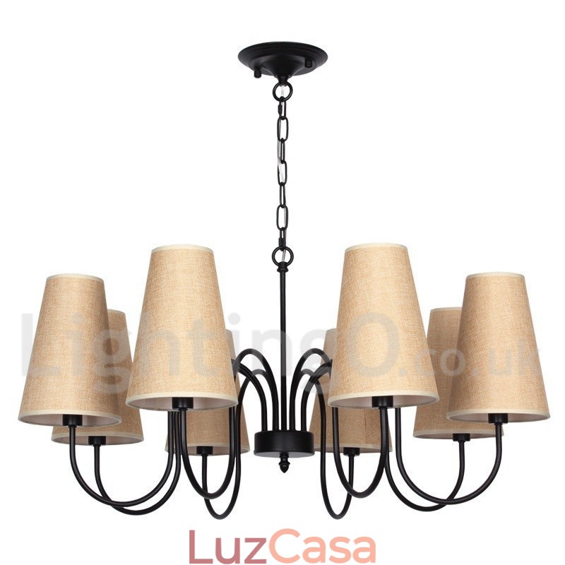 Lustre estilo vela estilo mediterrâneo rústico contemporâneo de 8 luzes
