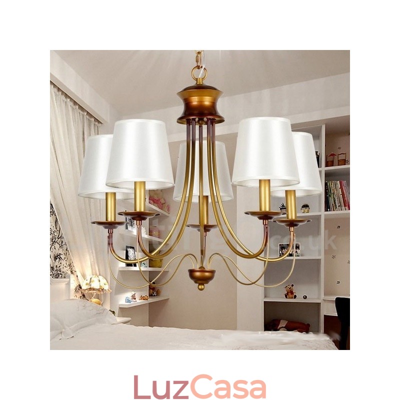 Lustre estilo vela contemporâneo moderno estilo mediterrâneo rústico de 5 luzes