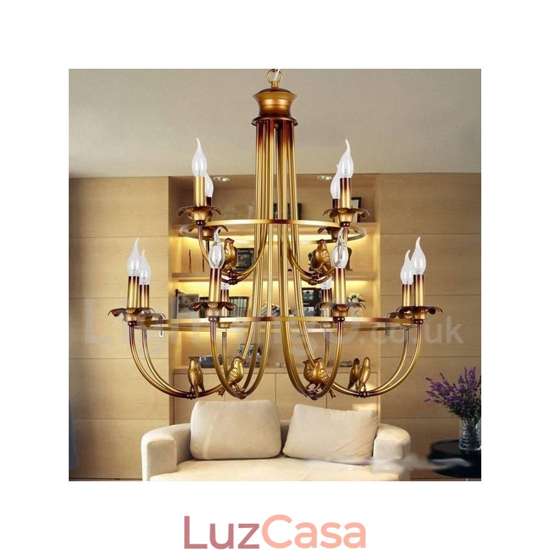 Lustre estilo vela retrô de 12 luzes