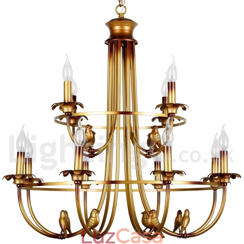 Lustre estilo vela retrô de 12 luzes