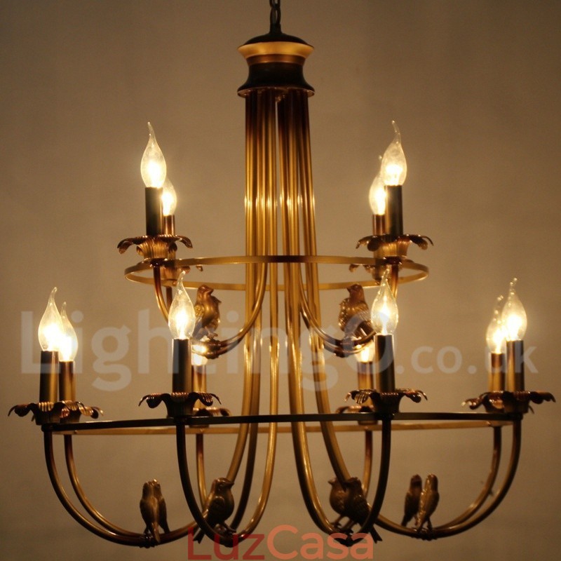 Lustre estilo vela retrô de 12 luzes