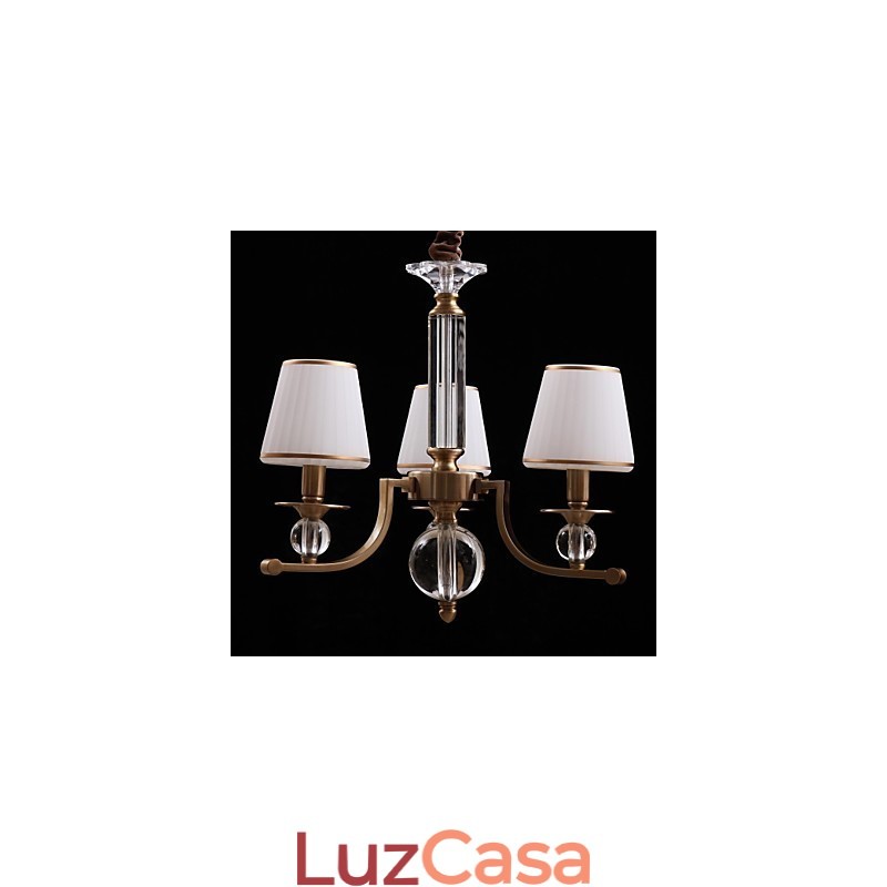 Lustre de metal bronze cristal contemporâneo moderno