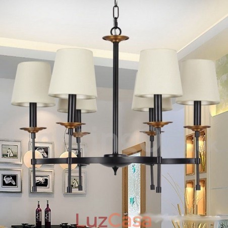 Lustre estilo vela retrô preto contemporâneo de 6 luzes Lustre estilo vela retrô preto contemporâneo de 6 luzes