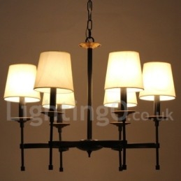 Lustre estilo vela retrô preto contemporâneo de 6 luzes