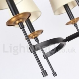 Lustre estilo vela retrô preto contemporâneo de 6 luzes