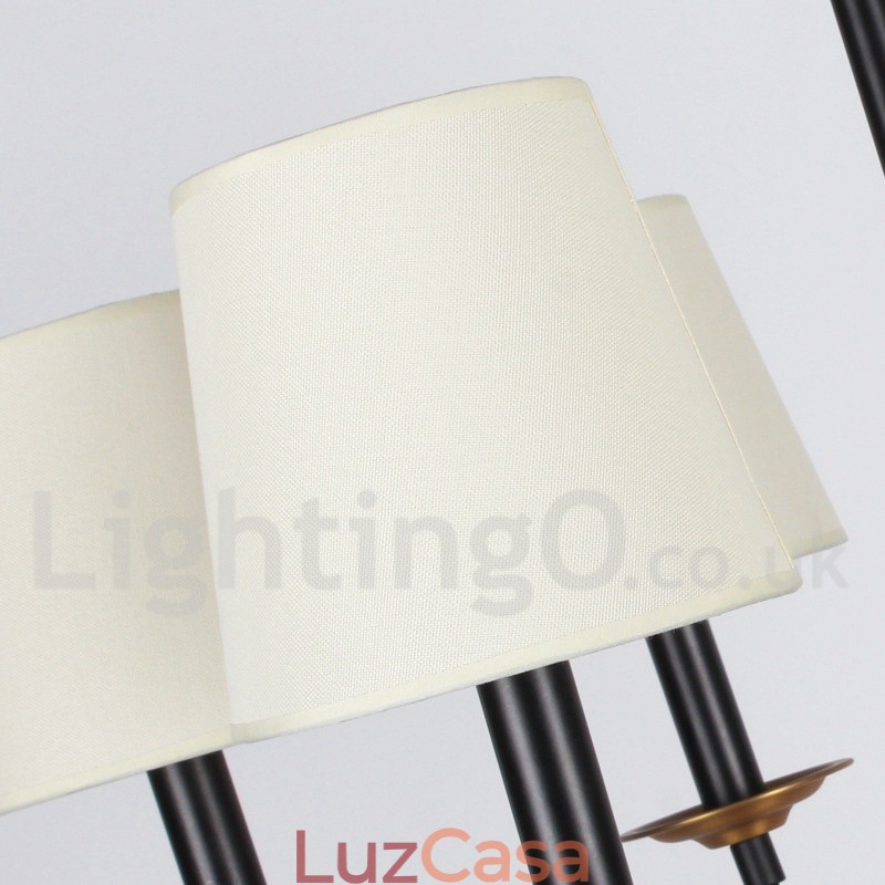 Lustre estilo vela retrô preto contemporâneo de 6 luzes