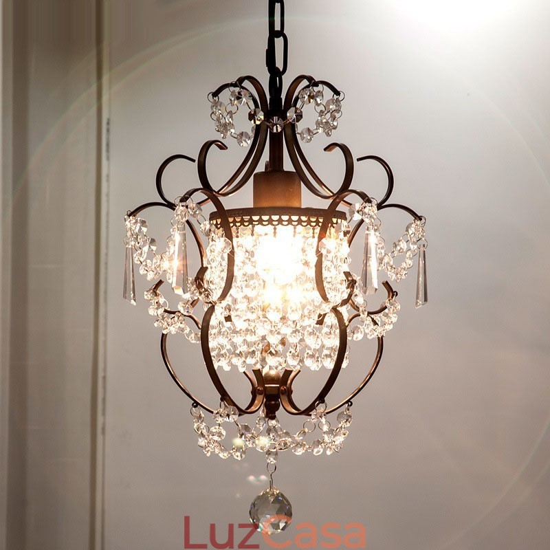 Lustre de pintura de ferro com lâmpada de iluminação moderna de cristal transparente