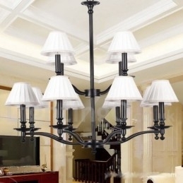 Lustre grande estilo vela retrô rústico de 12 luzes com 2 níveis