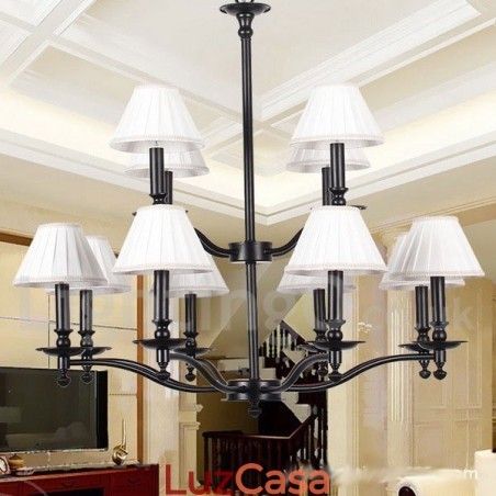Lustre grande estilo vela retrô rústico de 12 luzes com 2 níveis Lustre grande estilo vela retrô rústico de 12 luzes com 2 níveis