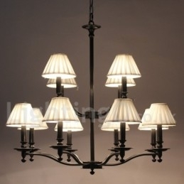 Lustre grande estilo vela retrô rústico de 12 luzes com 2 níveis