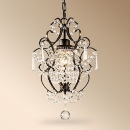 Lustre de pintura de ferro com lâmpada de iluminação moderna de cristal transparente